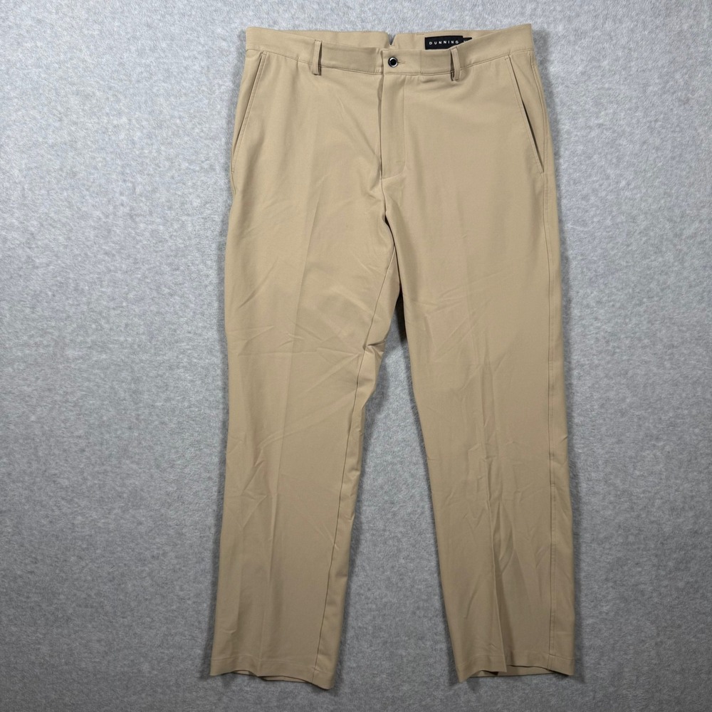 Dunning Golf Pants Mens Khaki Tan Performance Stretch 34x30 (Fits 34x29)